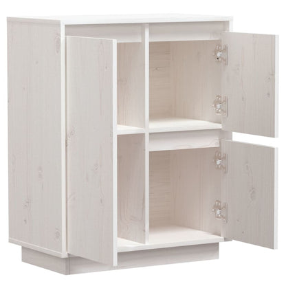 Credenza Bianca 60x34x75 cm in Legno Massello di Pino - homemem39