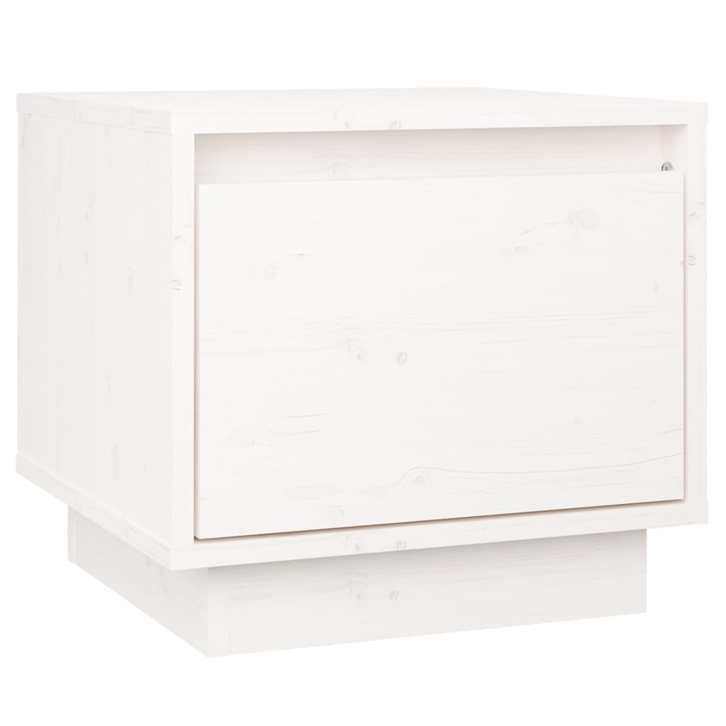 Comodino Bianco 35x34x32 cm in Legno Massello di Pino | homemem39