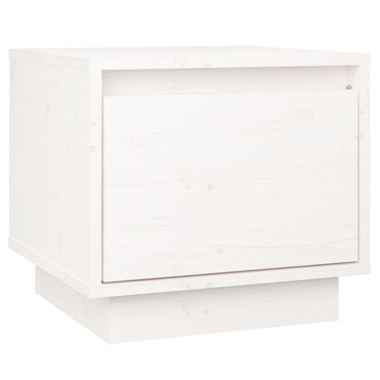 Comodino Bianco 35x34x32 cm in Legno Massello di Pino | homemem39