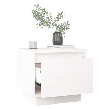 Comodino Bianco 35x34x32 cm in Legno Massello di Pino | homemem39