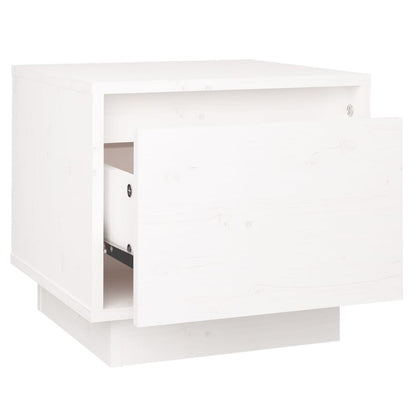 Comodino Bianco 35x34x32 cm in Legno Massello di Pino | homemem39