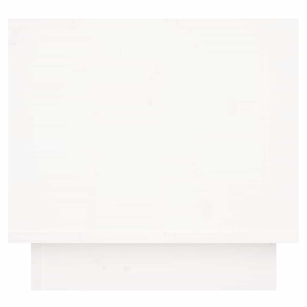 Comodino Bianco 35x34x32 cm in Legno Massello di Pino