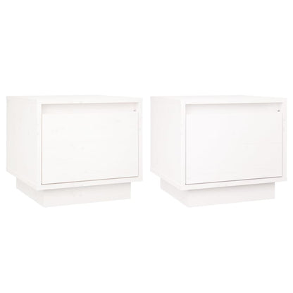 Comodini 2 pz Bianchi 35x34x32 cm in Legno Massello di Pino - homemem39