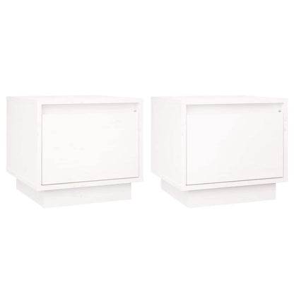 Comodini 2 pz Bianchi 35x34x32 cm in Legno Massello di Pino