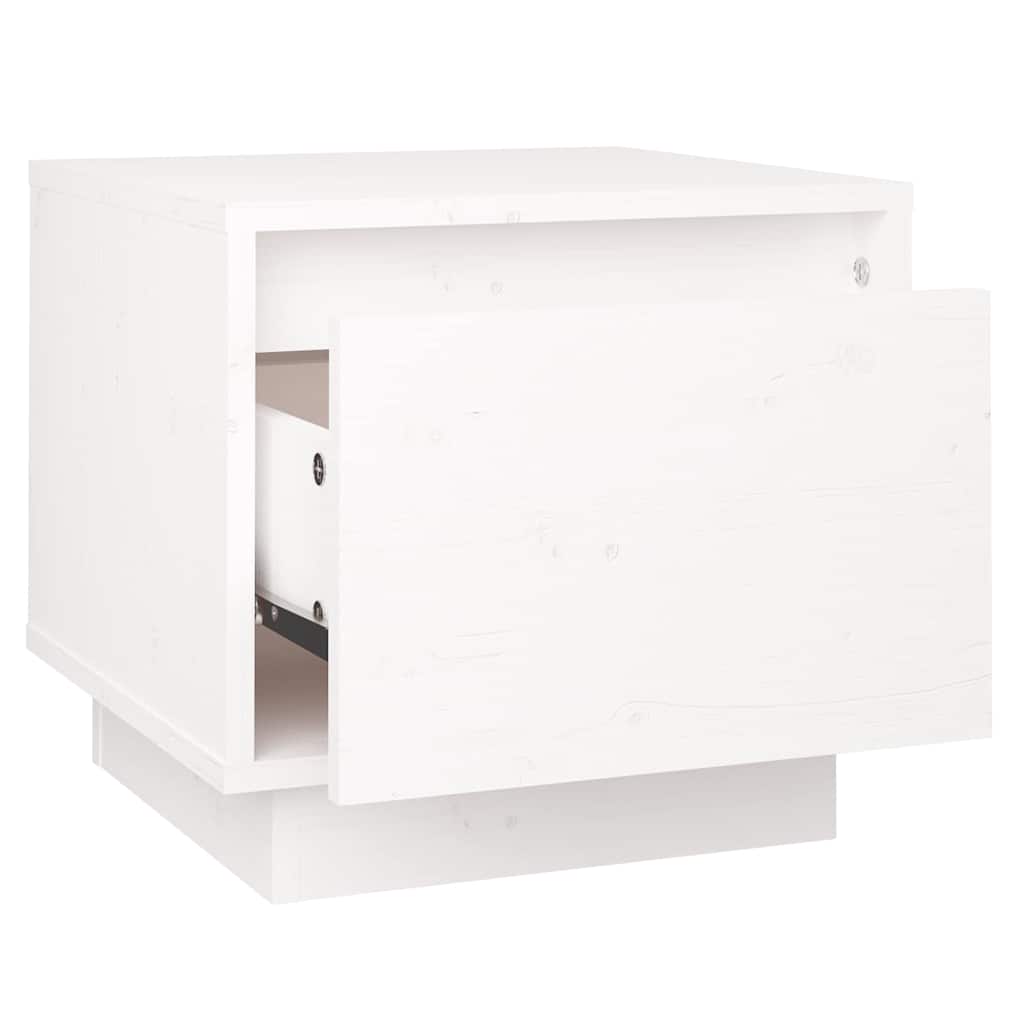 Comodini 2 pz Bianchi 35x34x32 cm in Legno Massello di Pino