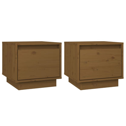 Comodini 2 pz Ambrati 35x34x32 cm in Legno Massello di Pino