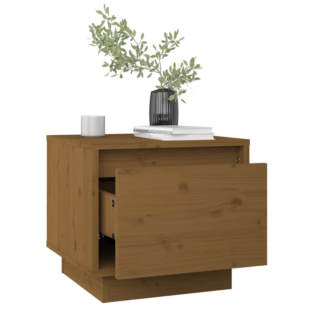 Comodini 2 pz Ambrati 35x34x32 cm in Legno Massello di Pino