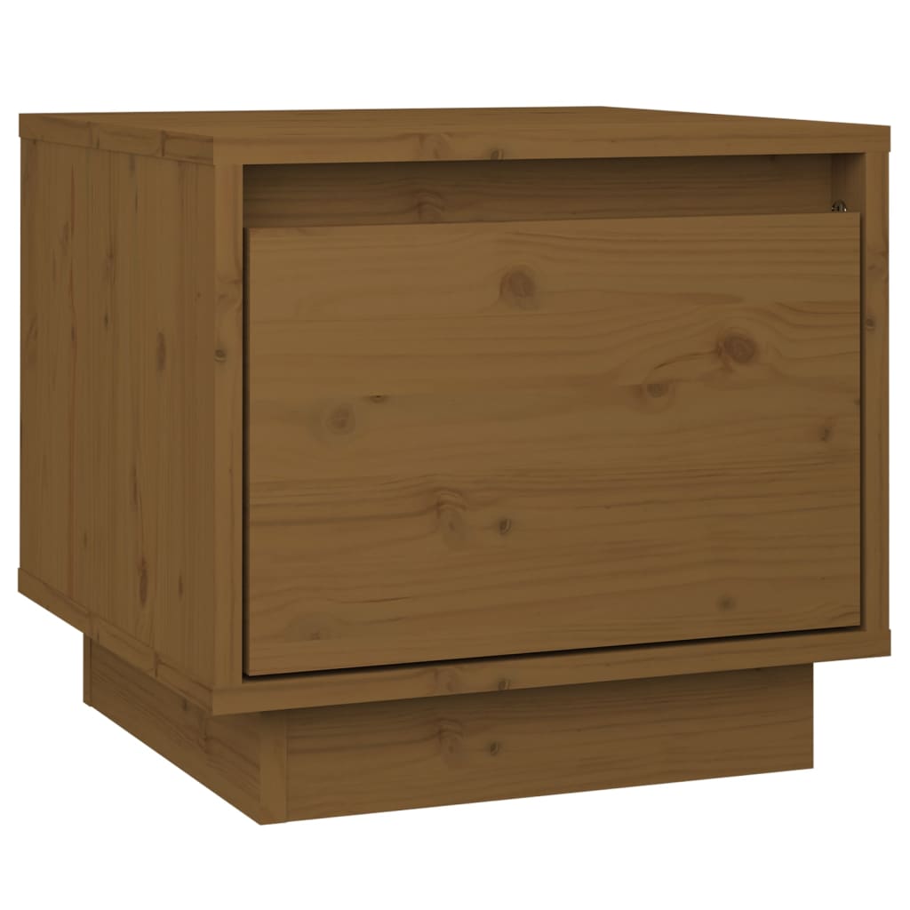 Comodini 2 pz Ambrati 35x34x32 cm in Legno Massello di Pino