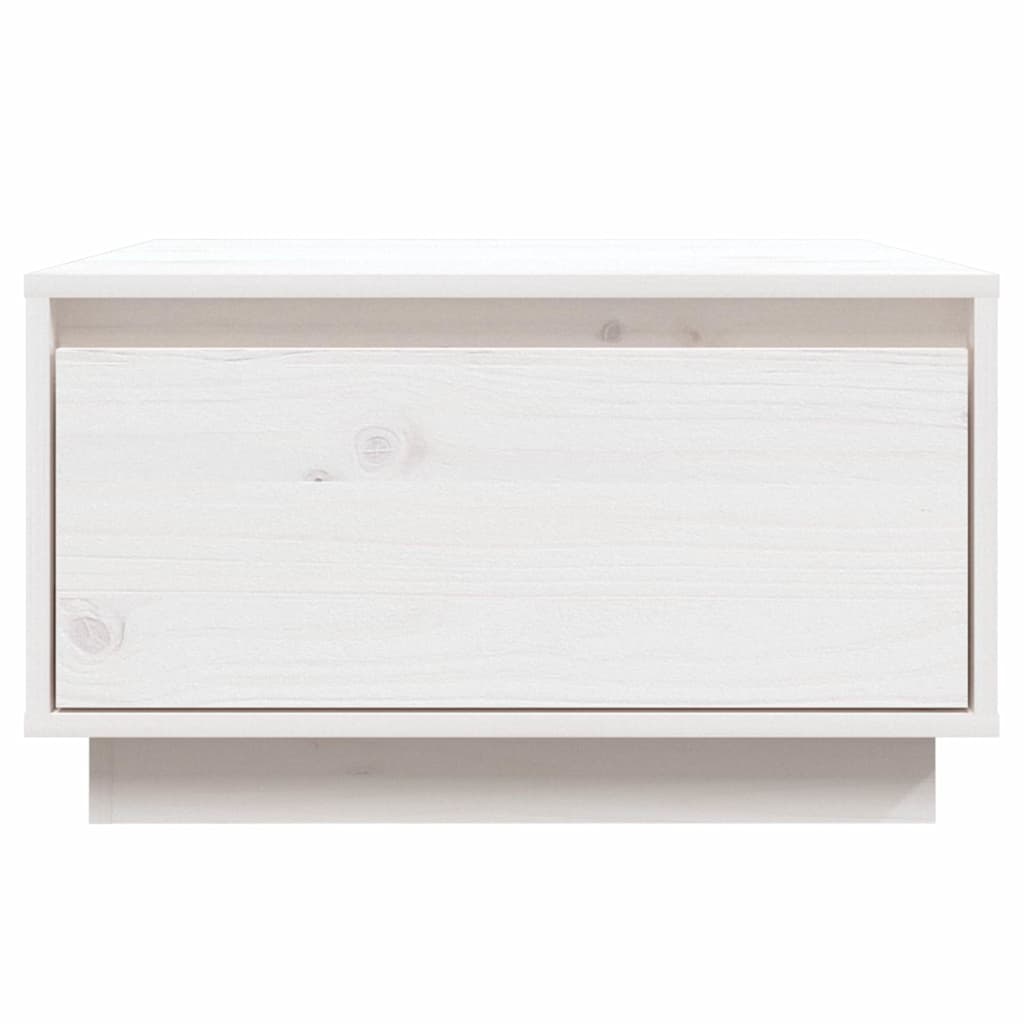 Tavolino da Salotto Bianco 55x56x32 cm Legno Massello di Pino