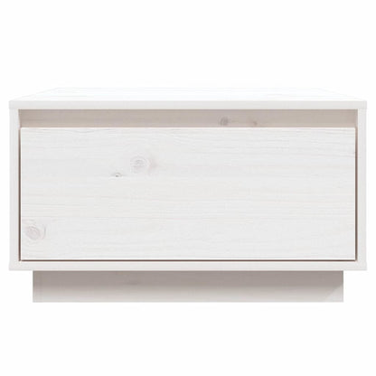 Tavolino da Salotto Bianco 55x56x32 cm Legno Massello di Pino
