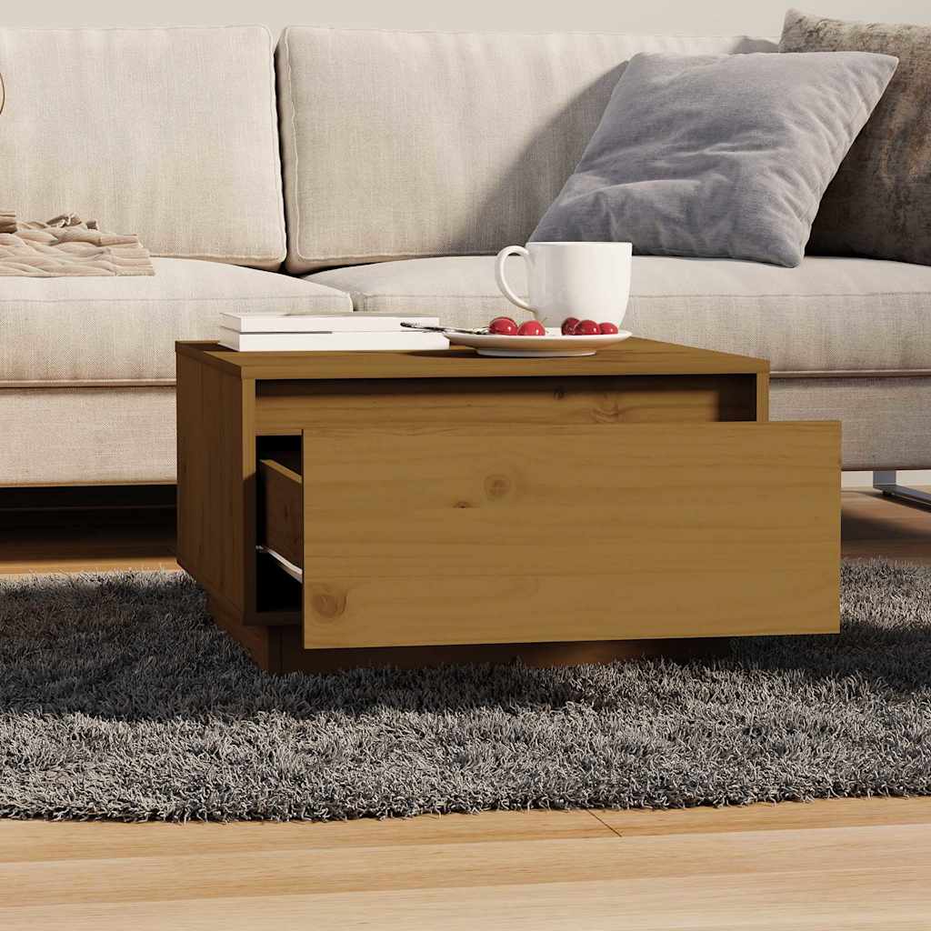Tavolino da Salotto ambra 55x56x32 cm in Legno Massello di Pino