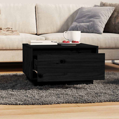 Tavolino da Salotto Nero 55x56x32 cm in Legno Massello di Pino