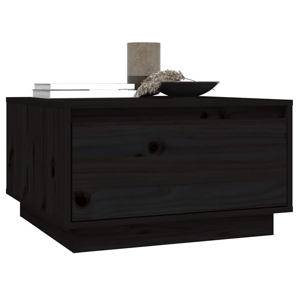 Tavolino da Salotto Nero 55x56x32 cm in Legno Massello di Pino
