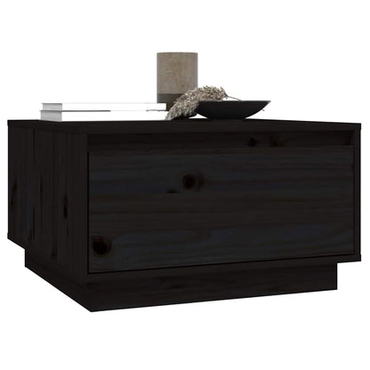Tavolino da Salotto Nero 55x56x32 cm in Legno Massello di Pino