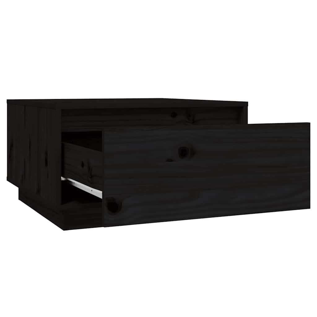 Tavolino da Salotto Nero 55x56x32 cm in Legno Massello di Pino | homemem39