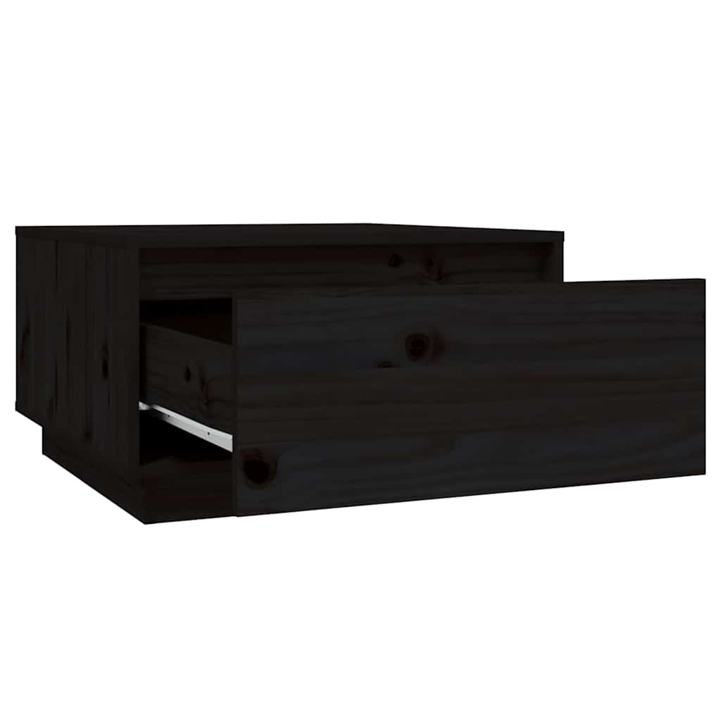 Tavolino da Salotto Nero 55x56x32 cm in Legno Massello di Pino