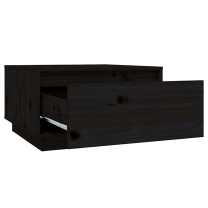 Tavolino da Salotto Nero 55x56x32 cm in Legno Massello di Pino