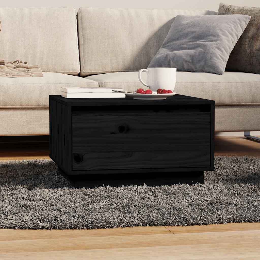 Tavolino da Salotto Nero 55x56x32 cm in Legno Massello di Pino | homemem39