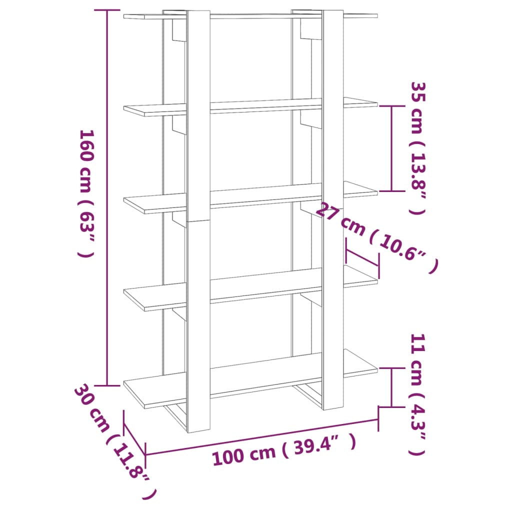 Libreria/Divisorio Grigio Cemento 100x30x160 cm | homemem39