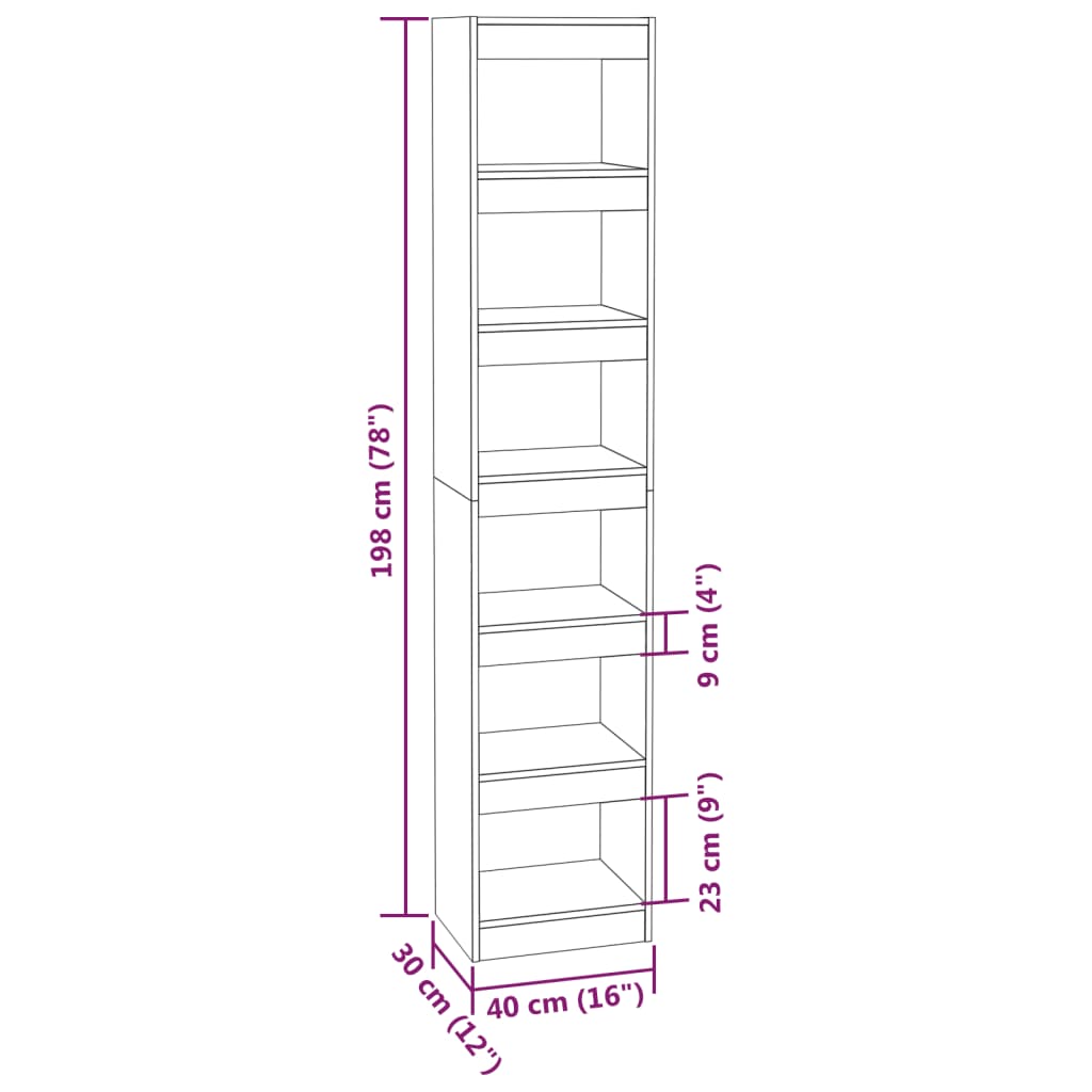 Libreria/Divisorio Nero 40x30x198 cm