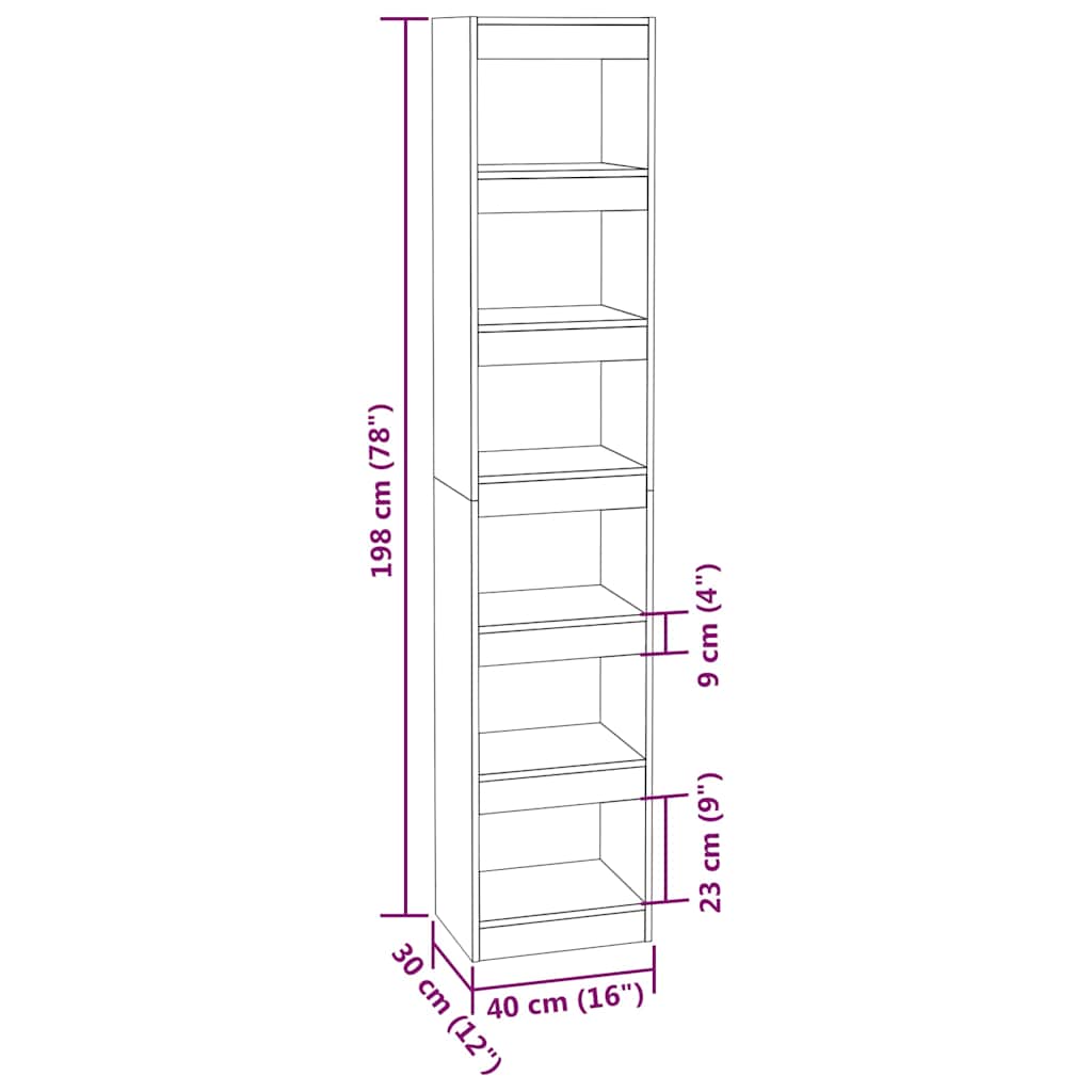 Libreria/Divisorio Grigio Cemento 40x30x198 cm
