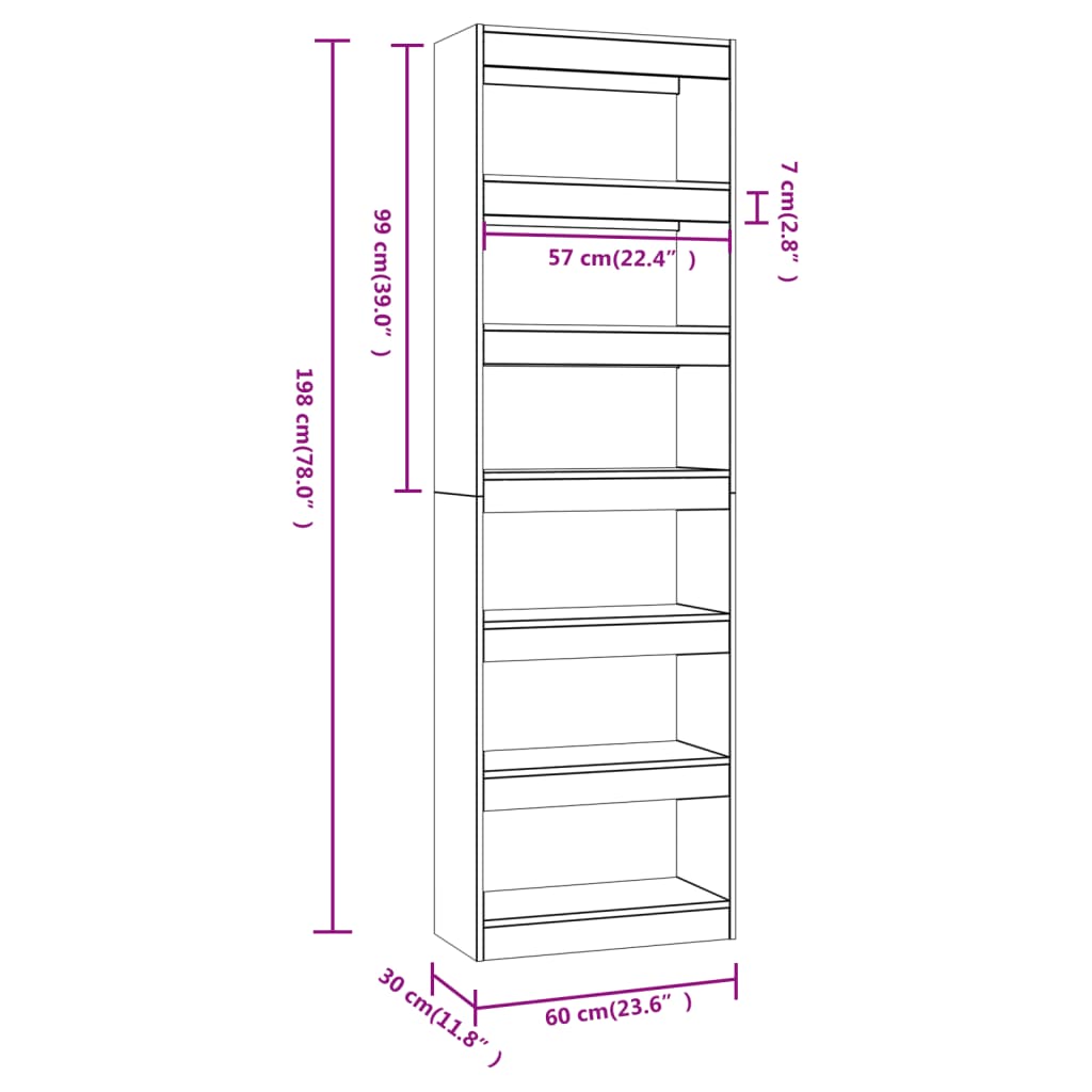 Libreria/Divisorio Grigio Cemento 60x30x198 cm | homemem39