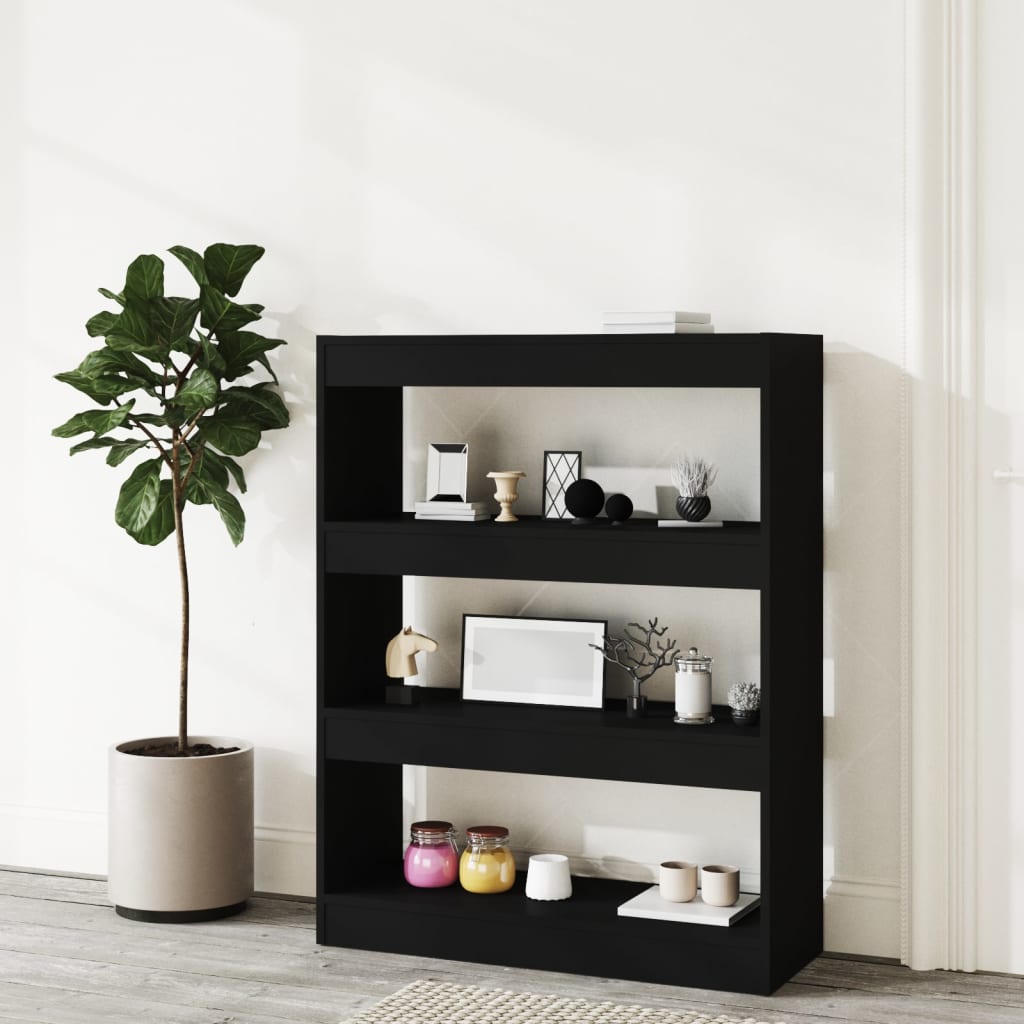 Libreria/Divisorio Nero 80x30x103 cm in Legno Multistrato