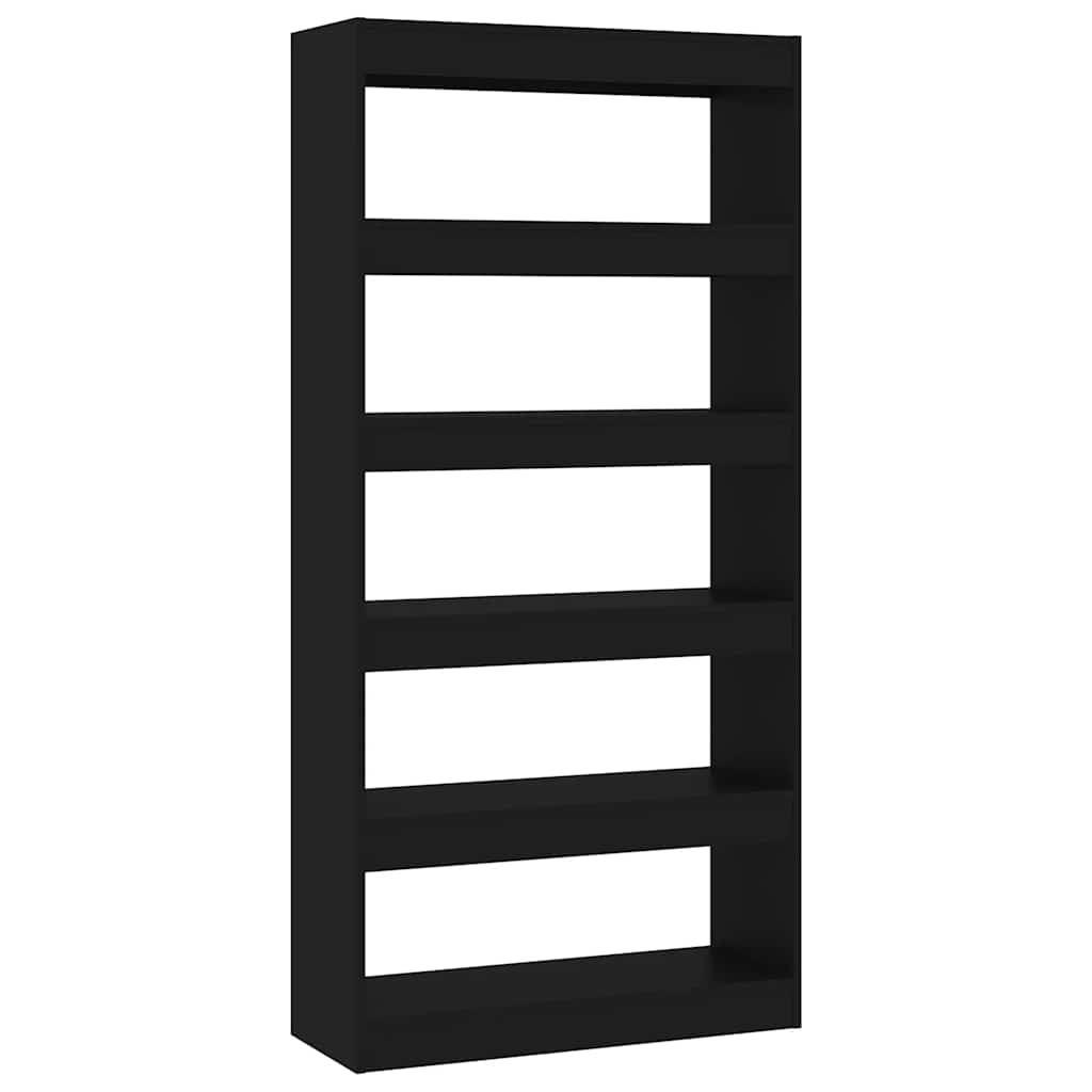 Libreria/Divisorio Nero 80x30x166 cm in Truciolato | homemem39