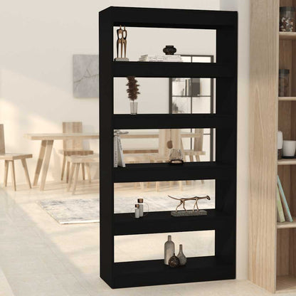 Libreria/Divisorio Nero 80x30x166 cm in Truciolato | homemem39