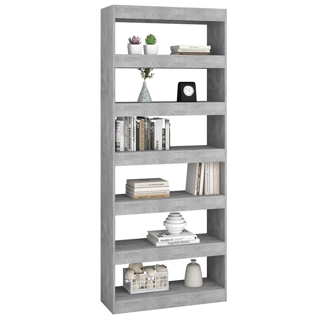 Libreria/Divisorio Grigio Cemento 80x30x198 cm in Truciolato