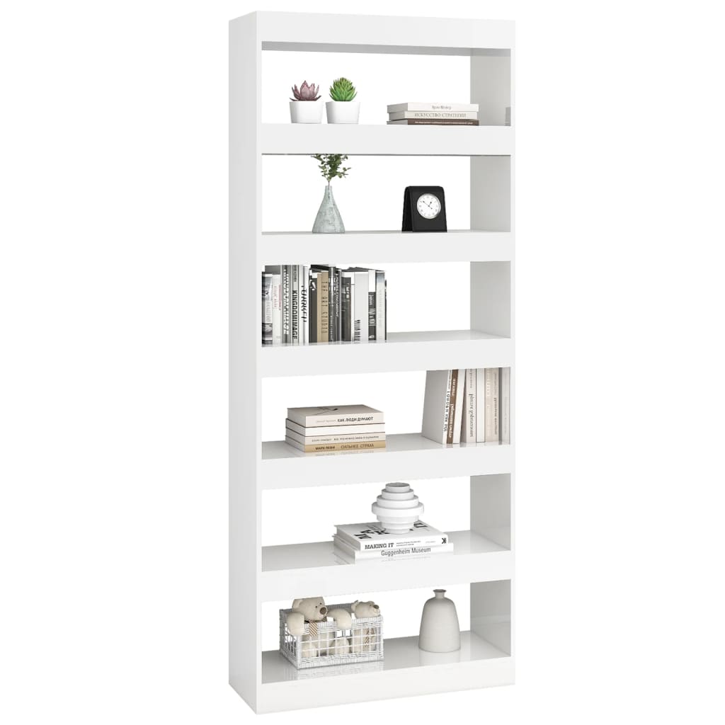 Libreria/Divisorio Bianco Lucido 80x30x198 cm in Truciolato