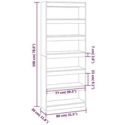 Libreria/Divisorio Bianco Lucido 80x30x198 cm in Truciolato