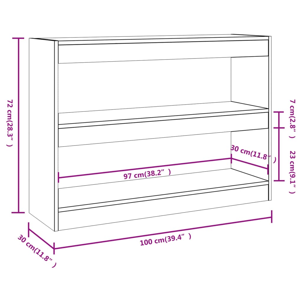Libreria/Divisorio Grigio Cemento 100x30x72 cm | homemem39