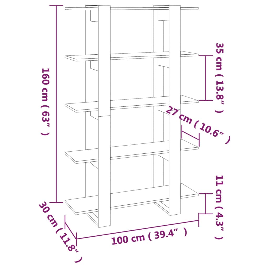 Libreria/Divisorio Grigio Sonoma 100x30x160 cm | homemem39