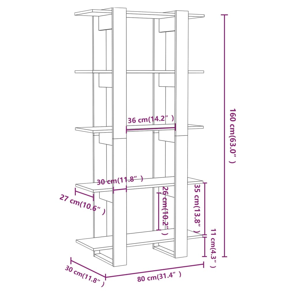Libreria/Divisorio Grigio Sonoma 80x30x160 cm in Truciolato | homemem39