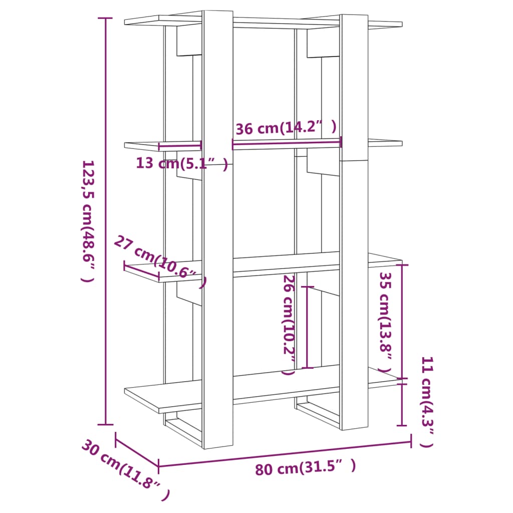 Libreria/Divisorio Grigio Sonoma 80x30x123,5 cm | homemem39