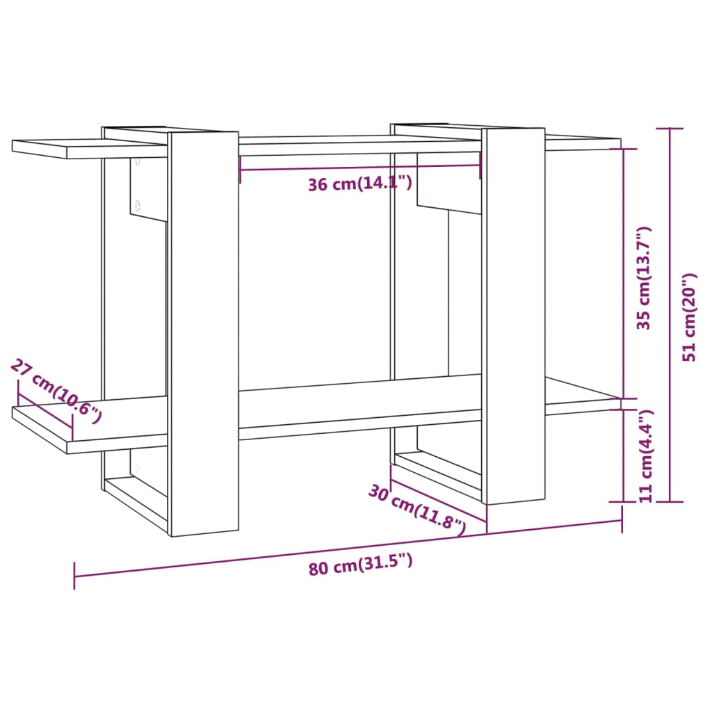 Libreria/Divisorio Rovere Fumo 80x30x51 cm | homemem39