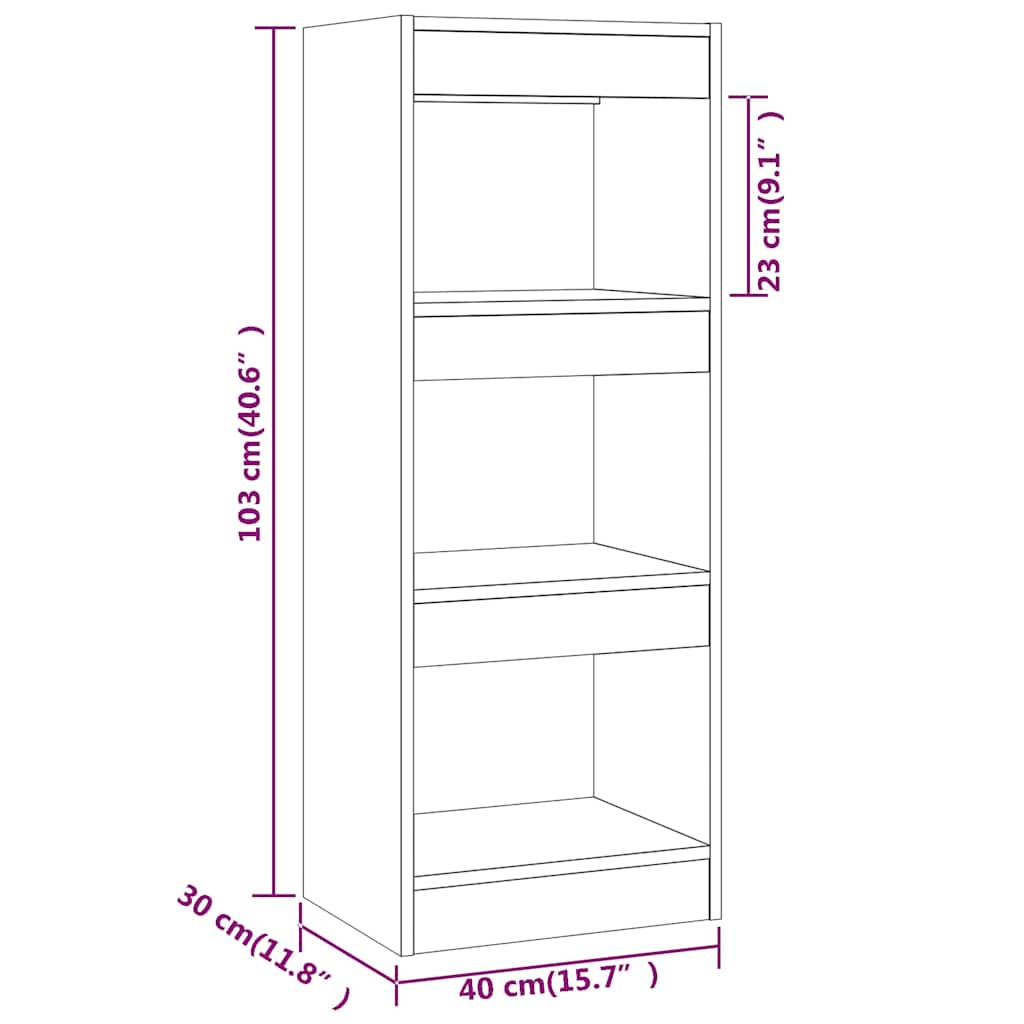 Libreria/Divisorio Rovere Fumo 40x30x103 cm in Truciolato