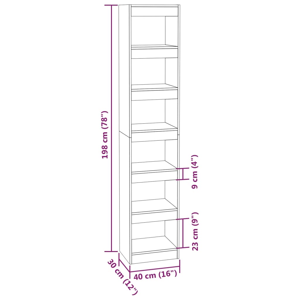 Libreria/Divisorio Rovere Fumo 40x30x198 cm | homemem39