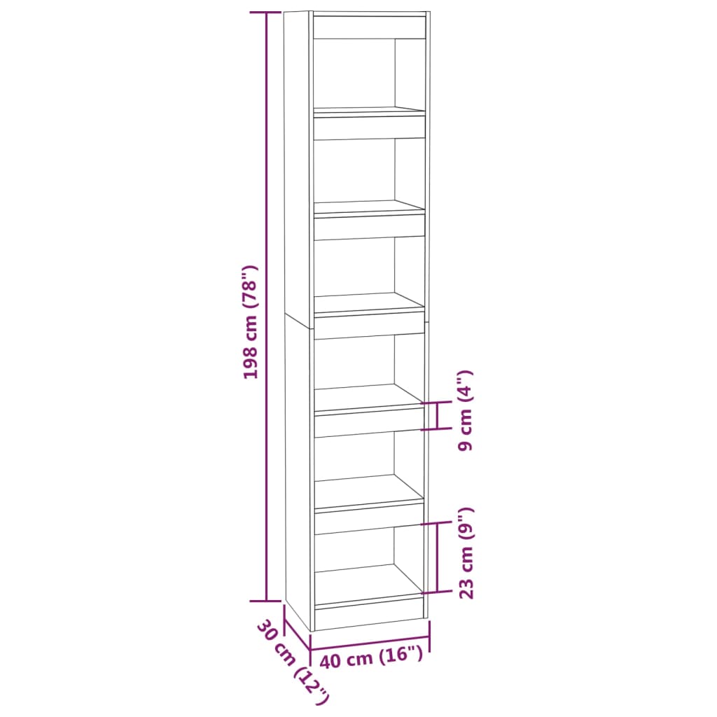 Libreria/Divisorio Rovere Marrone 40x30x198 cm