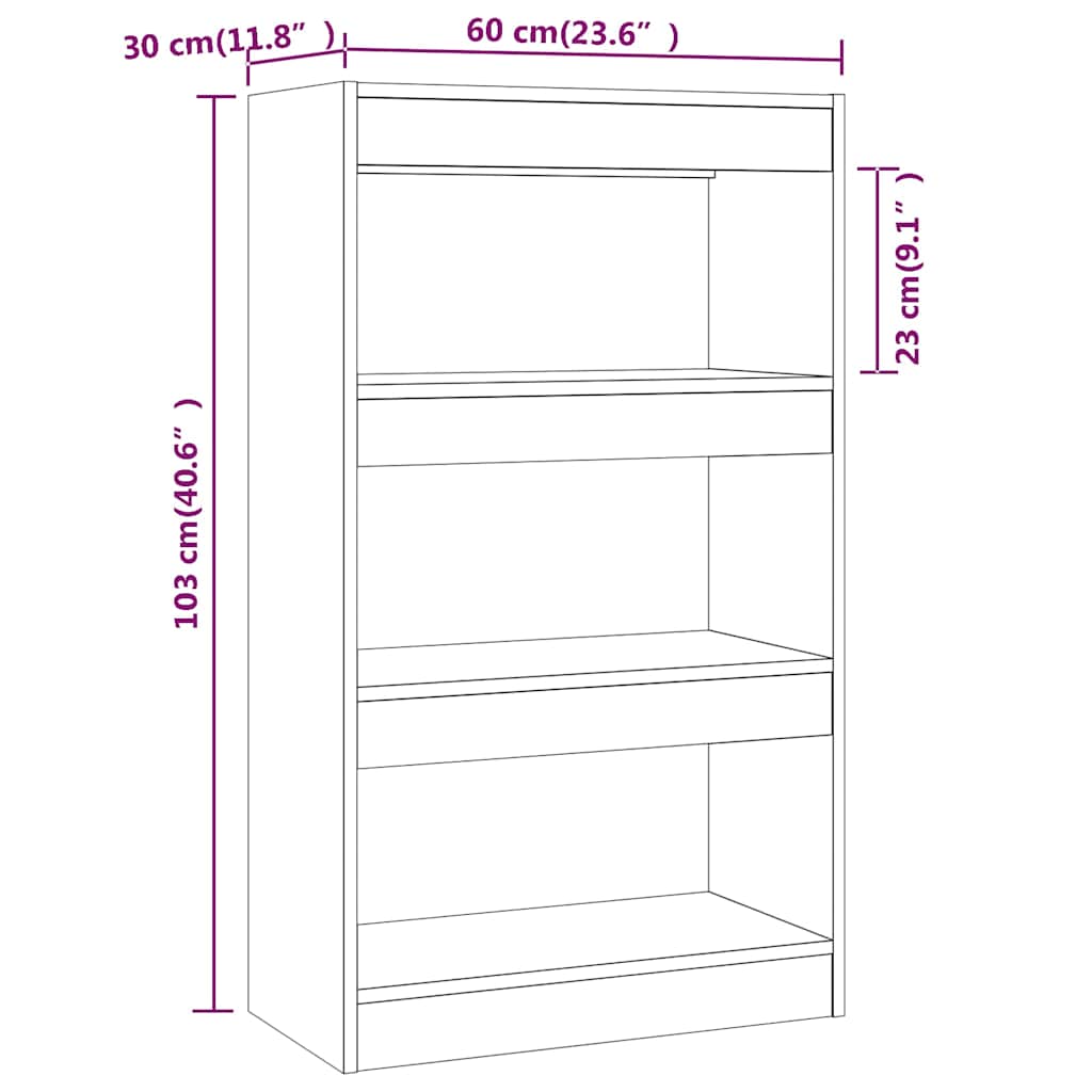 Libreria/Divisorio Rovere Fumo 60x30x103 cm in Truciolato