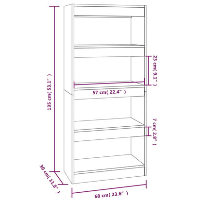 Libreria/Divisorio Rovere Fumo 60x30x135 cm Legno Multistrato | homemem39