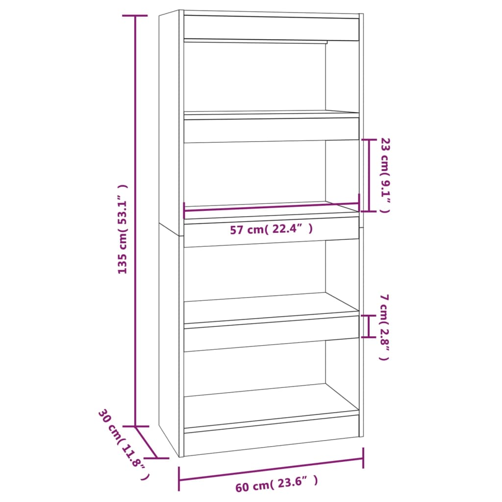 Libreria/Divisorio Grigio Sonoma 60x30x135 cm Legno Multistrato | homemem39