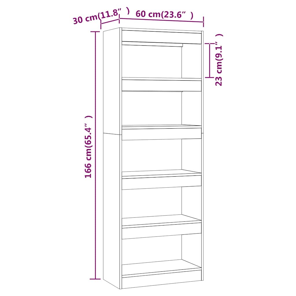 Libreria/Divisorio Rovere Fumo 60x30x166 cm in Truciolato