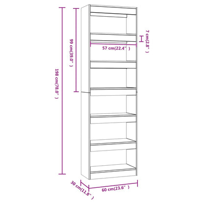 Libreria/Divisorio Grigio Sonoma 60x30x198 cm | homemem39