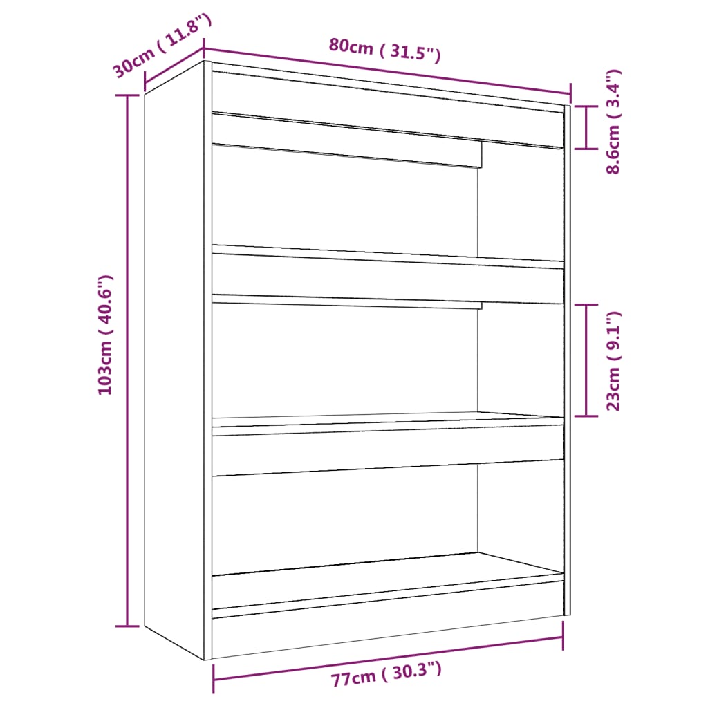 Libreria/Divisorio Rovere Fumo 80x30x103 cm Legno Multistrato | homemem39