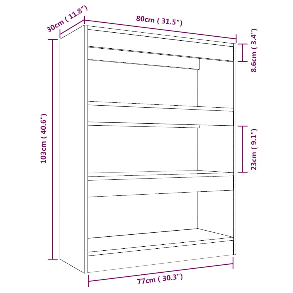 Libreria/Divisorio Rovere Fumo 80x30x103 cm Legno Multistrato