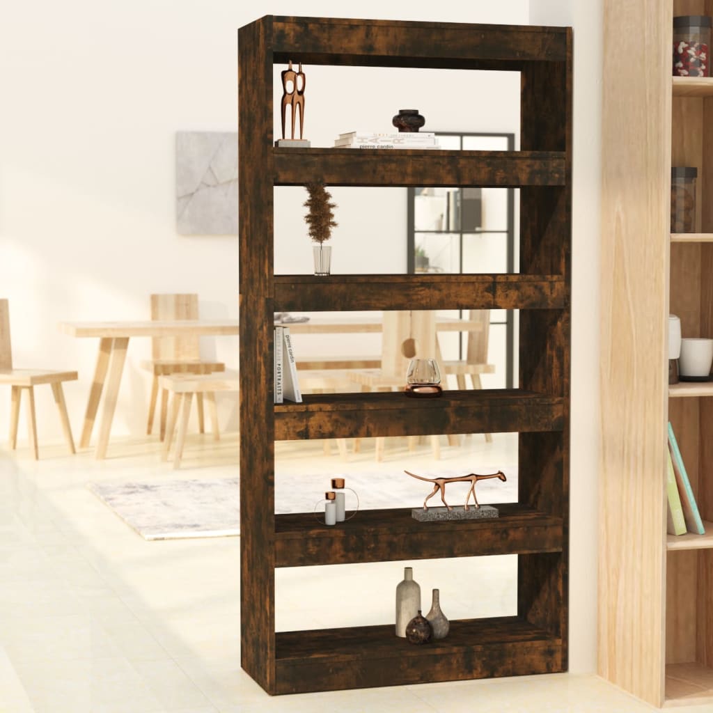 Libreria/Divisorio Rovere Fumo 80x30x166 cm in Truciolato | homemem39