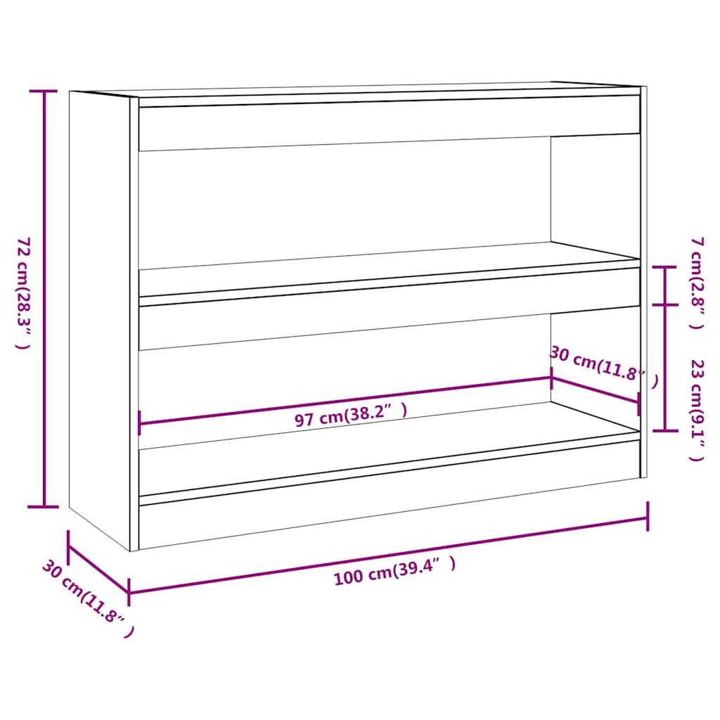 Libreria/Divisorio Rovere Fumo 100x30x72 cm
