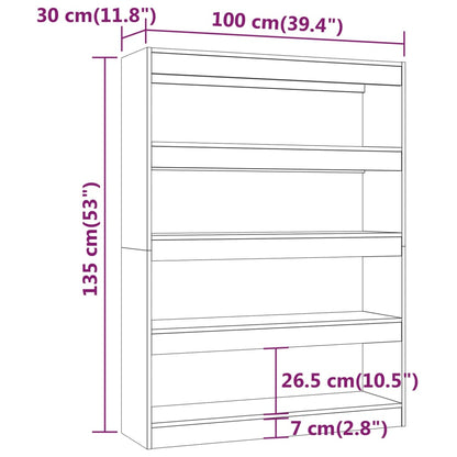 Libreria/Divisorio Grigio Sonoma 100x30x135 cm | homemem39